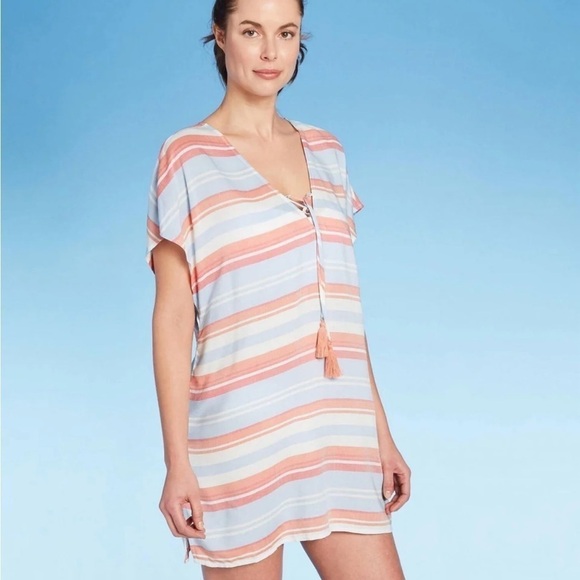 Kona Sol Women's V-Neck Lace-Up
Cover Up Tunic Dress Large - Picture 1 of 8